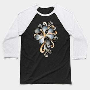 Silver-Grey Flower Baseball T-Shirt